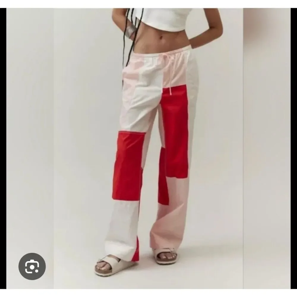 BDG Urban Outfitters Joey Pink & Red Color Block Wide Leg Pants sz XL NWOT
